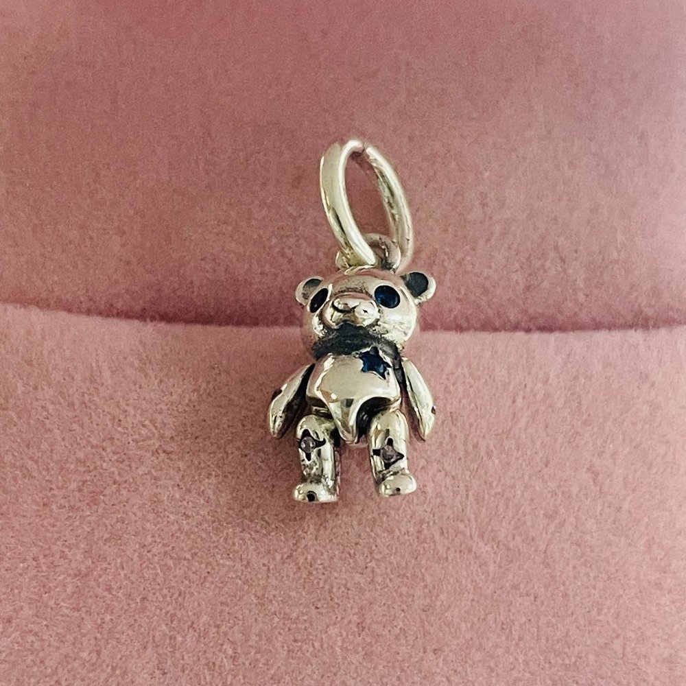 Pandora Movable Teddy Bear Dangle Charm Gem